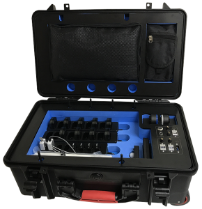 Portable Lab geöffneter Koffer mit Sensoren und Systemen